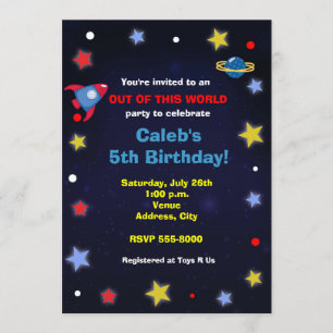 Invitation d'anniversaire pour enfants Fusée de l'