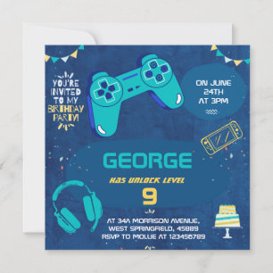 Invitation d'anniversaire pour enfants jeu vidéo b
