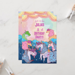 Invitation d'anniversaire pour enfants Licorne Pas
