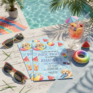 Invitation d'anniversaire pour enfants Puppy Pool 