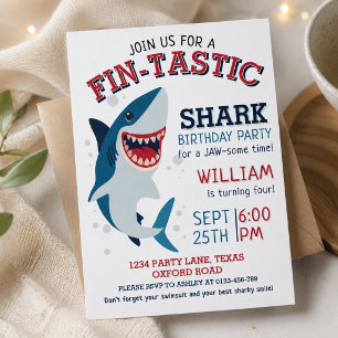 Invitation d'anniversaire pour enfants Requin Sour