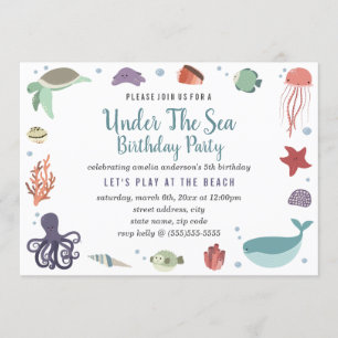 Invitation d'anniversaire pour enfants sous la mer