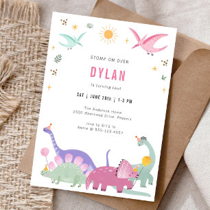 Invitation d'anniversaire pour enfants thème dinos