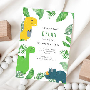 Invitation d'anniversaire pour enfants thème dinos