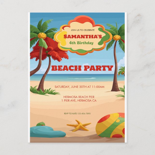 Invitation d'anniversaire pour enfants Tropicai Re (Devant)