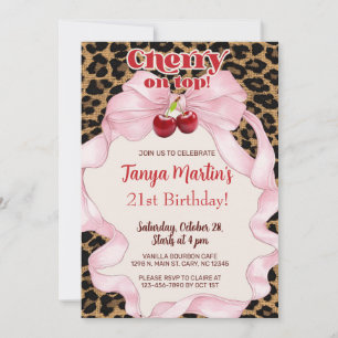 Invitation d'anniversaire pour femme adulte Cerise