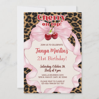 Invitation d'anniversaire pour femme adulte Cerise
