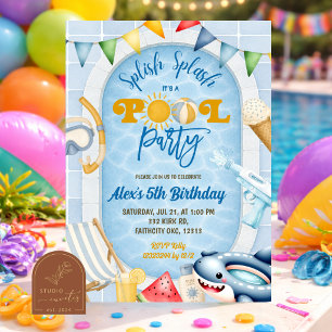 Invitation d'anniversaire pour fête de piscine pou