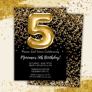 Invitation d'anniversaire pour fille de 5 ans Blac