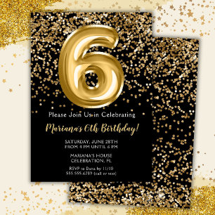 Invitation d'anniversaire pour fille de 6 ans Blac
