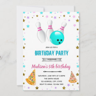 Invitation d'anniversaire pour fille pizza et bowl