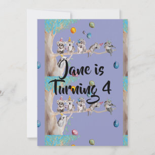 Invitation d'anniversaire pour filles à l'aquarell