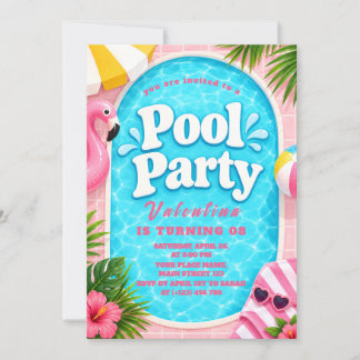 Invitation d'anniversaire pour filles au bassin Fl