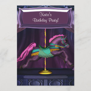 Invitation d'anniversaire pour filles au carrousel