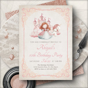 Invitation d'anniversaire pour filles au Château d
