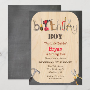 Invitation d'anniversaire pour garçon constructeur
