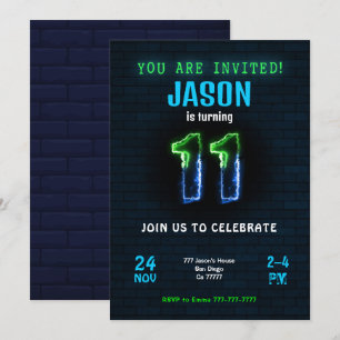 Invitation d'anniversaire pour garçon de 11 ans