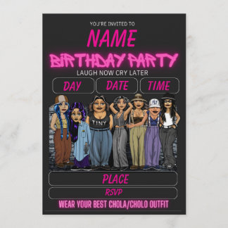 Invitation d'anniversaire pour Homies Chicana d'an