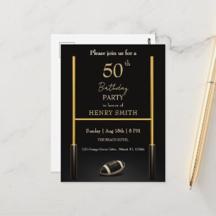 Invitation d'anniversaire pour homme noir et or