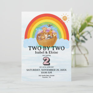 Invitation d'anniversaire pour jumelles : l'arche 