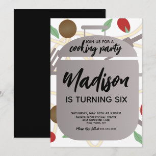 Invitation d'anniversaire pour la cuisson de pâtes
