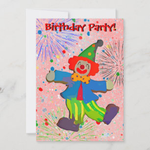 Invitation d'anniversaire pour le clown et le feu