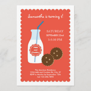 Invitation d'anniversaire pour le lait et les bisc