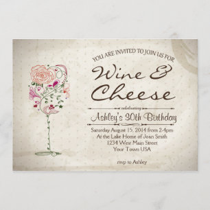 Invitation d'anniversaire pour le vin et le fromag