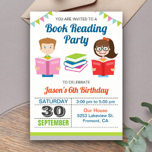 Invitation d'anniversaire pour lecture de livre d'