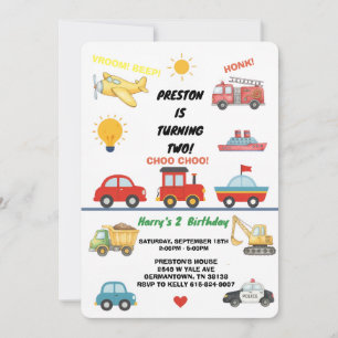 Invitation d'anniversaire pour les 2 ans sur le th