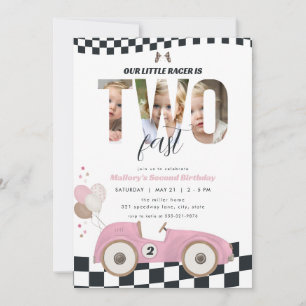 Invitation d'anniversaire pour les 2 ans, voiture 