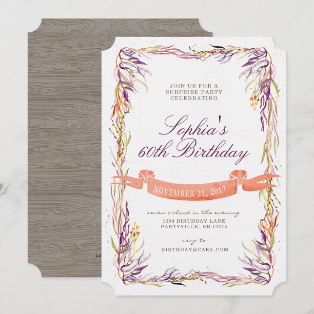 Invitation d'anniversaire pour les adultes d'autom (Devant / Derrière)
