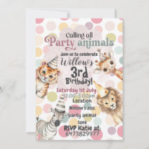 Invitation d'anniversaire pour les animaux de fête