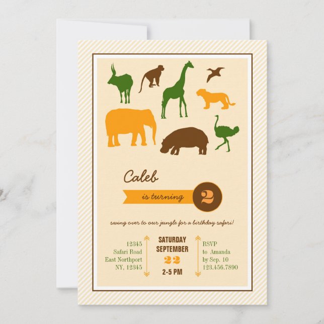 Invitation d'anniversaire pour les animaux de Safa (Devant)