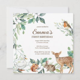 Invitation d'anniversaire pour les animaux foresti