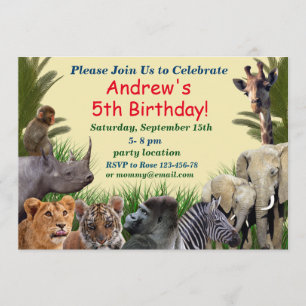 Invitation d'anniversaire pour les animaux Safari