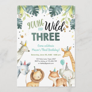 Invitation d'anniversaire pour les animaux sauvage