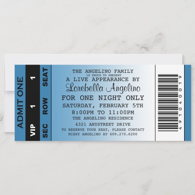 Invitation d'anniversaire pour les billets VIP (Bl (Devant)