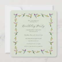 Invitation d'anniversaire pour les colibris d'Anna