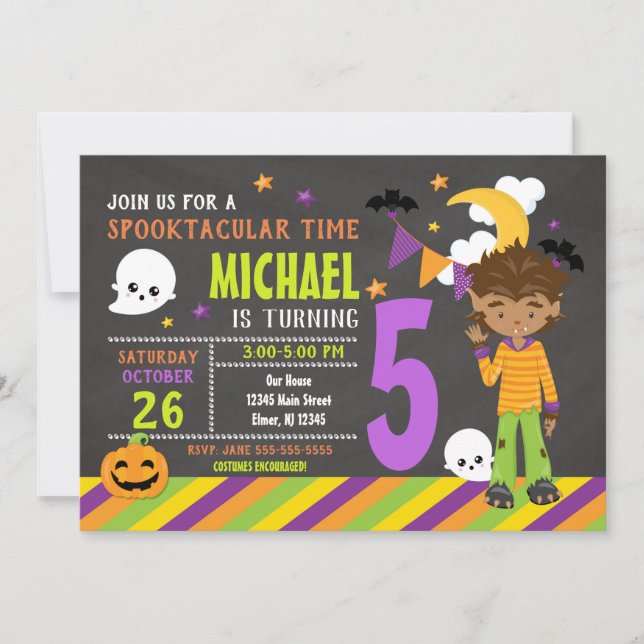 Invitation d'anniversaire pour les enfants d'Hallo (Devant)