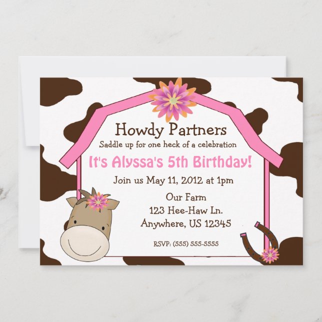Invitation d'anniversaire pour les filles (Devant)