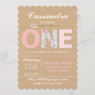 Invitation d'anniversaire pour les filles - Shabby
