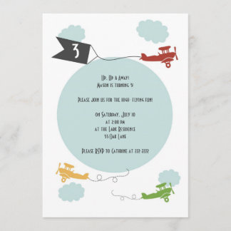 Invitation d'anniversaire pour les petits avions