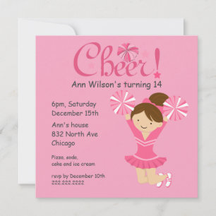 Invitation d'anniversaire pour les Pom-pom girl ro