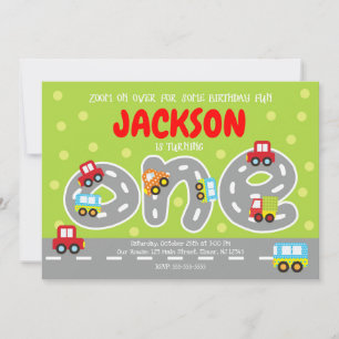 Invitation d'anniversaire pour les voitures de tra