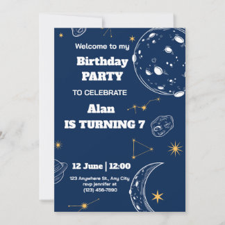 Invitation d'anniversaire pour l'espace extra-atmo