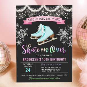 Invitation d'anniversaire pour patinage sur glace