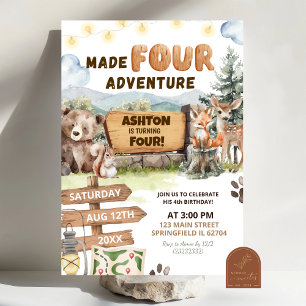 Invitation d'anniversaire pour quatre aventures de