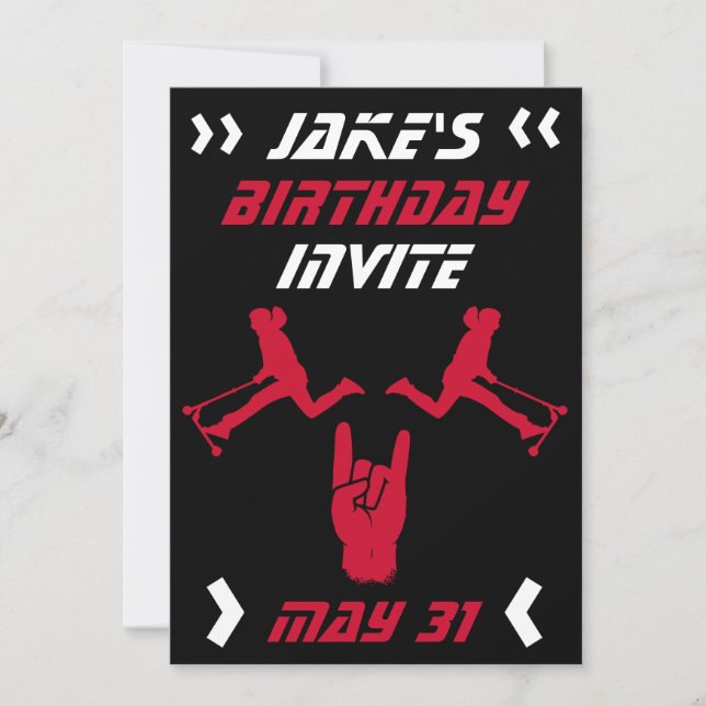 Invitation d'anniversaire pour scooter de trick po (Devant)