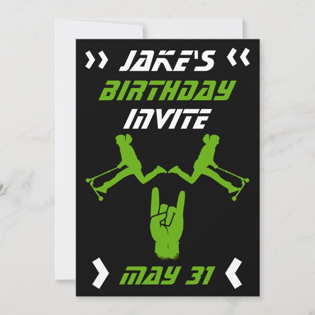Invitation d'anniversaire pour scooter de trick po (Devant)
